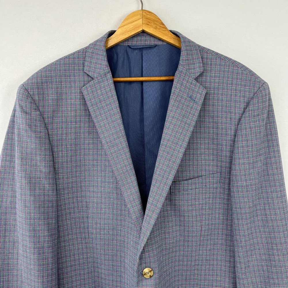 U.S. POLO ASSN 46R Blazer 100% Cotton Sport Coat Colorful Houndstooth Jacket